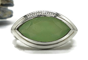 Aventurine Ring, Size 8, Sterling Silver, Marquise Shaped, Side Set Stone, Shimmering - GemzAustralia 