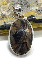 Load image into Gallery viewer, Obsidian Pendant, Oval Shaped, Australian Gem, Sterling Silver, Volcanic Gem - GemzAustralia 