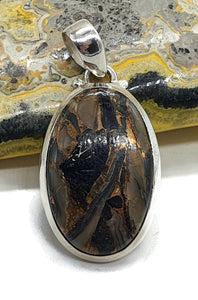 Obsidian Pendant, Oval Shaped, Australian Gem, Sterling Silver, Volcanic Gem - GemzAustralia 